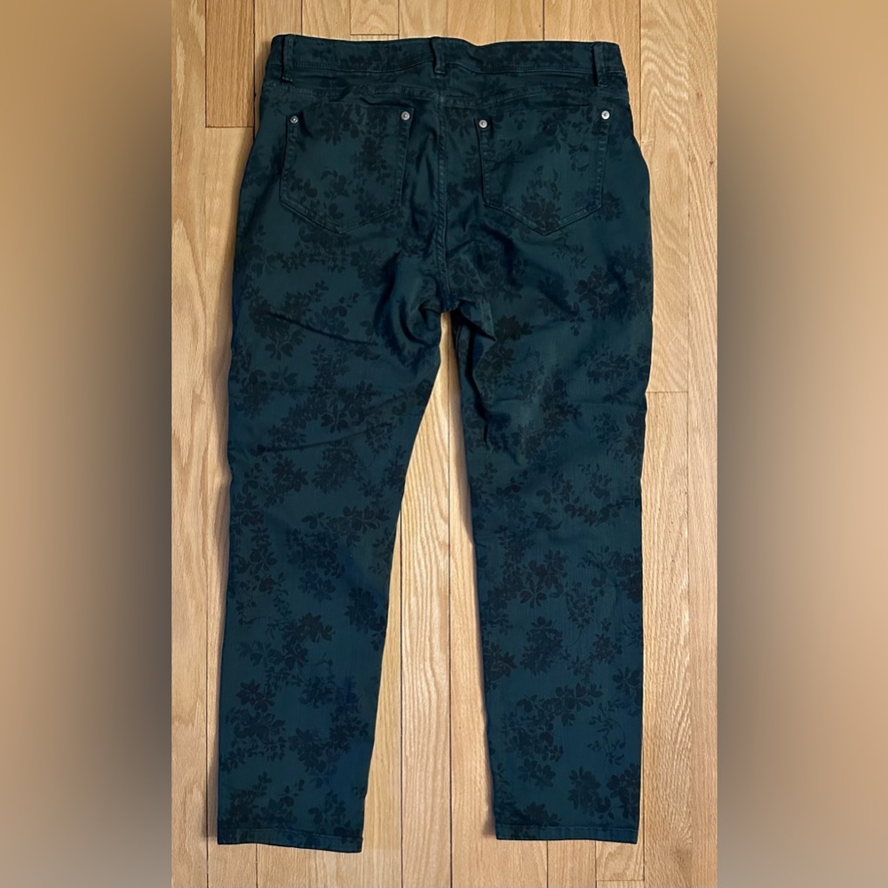 J. Jill Denim Women’s Jeans Green Floral Authentic Fit Slim Ankle Stretch, Sz 10 - Picture 2 of 5